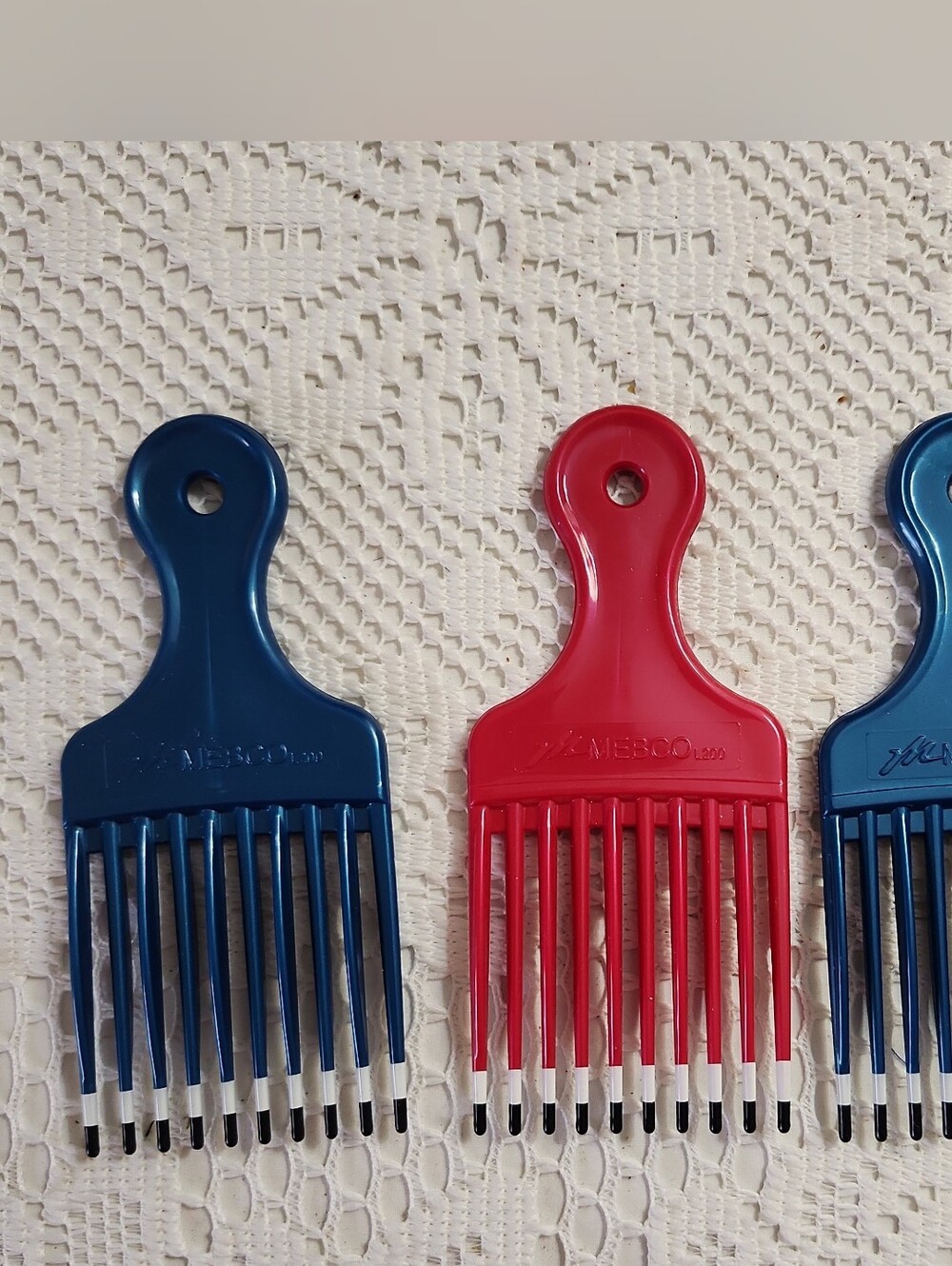 NEW Lot of 3 Vintage 90's Mebco Hair Comb Hair lift picks double-dipped